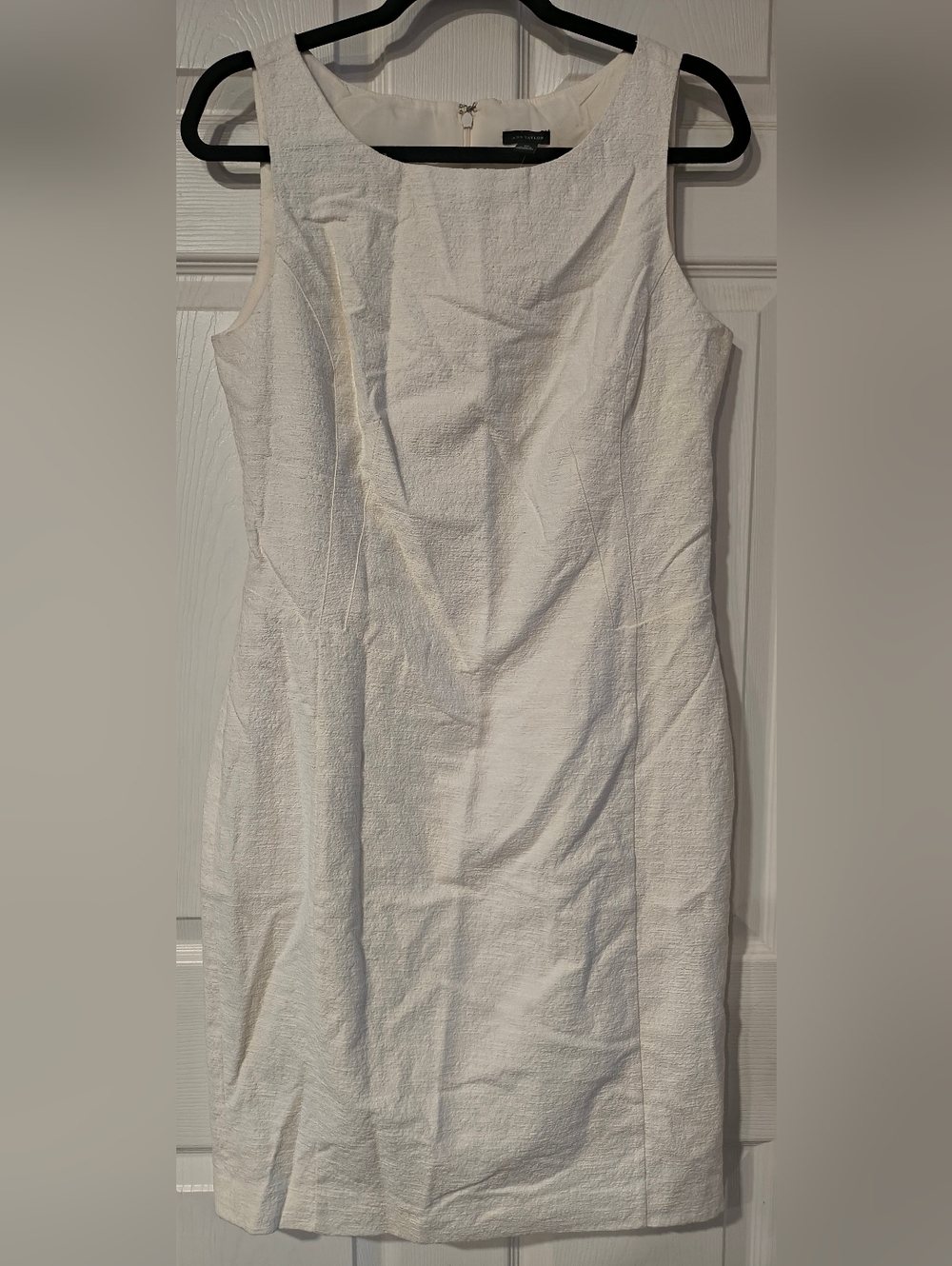 Ann Taylor Sz 10 Tank Top Style White Textured Sheath Dress NWT
